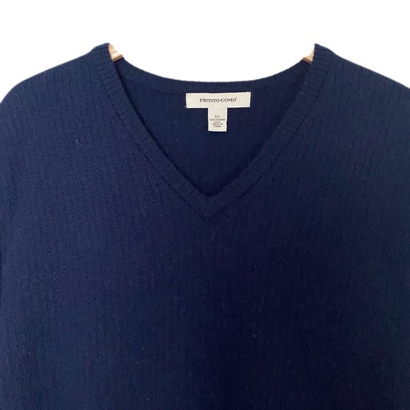 Pronto Uomo Men's Navy Blue Ribbed Knit Sweater XL - Picture 3 of 4